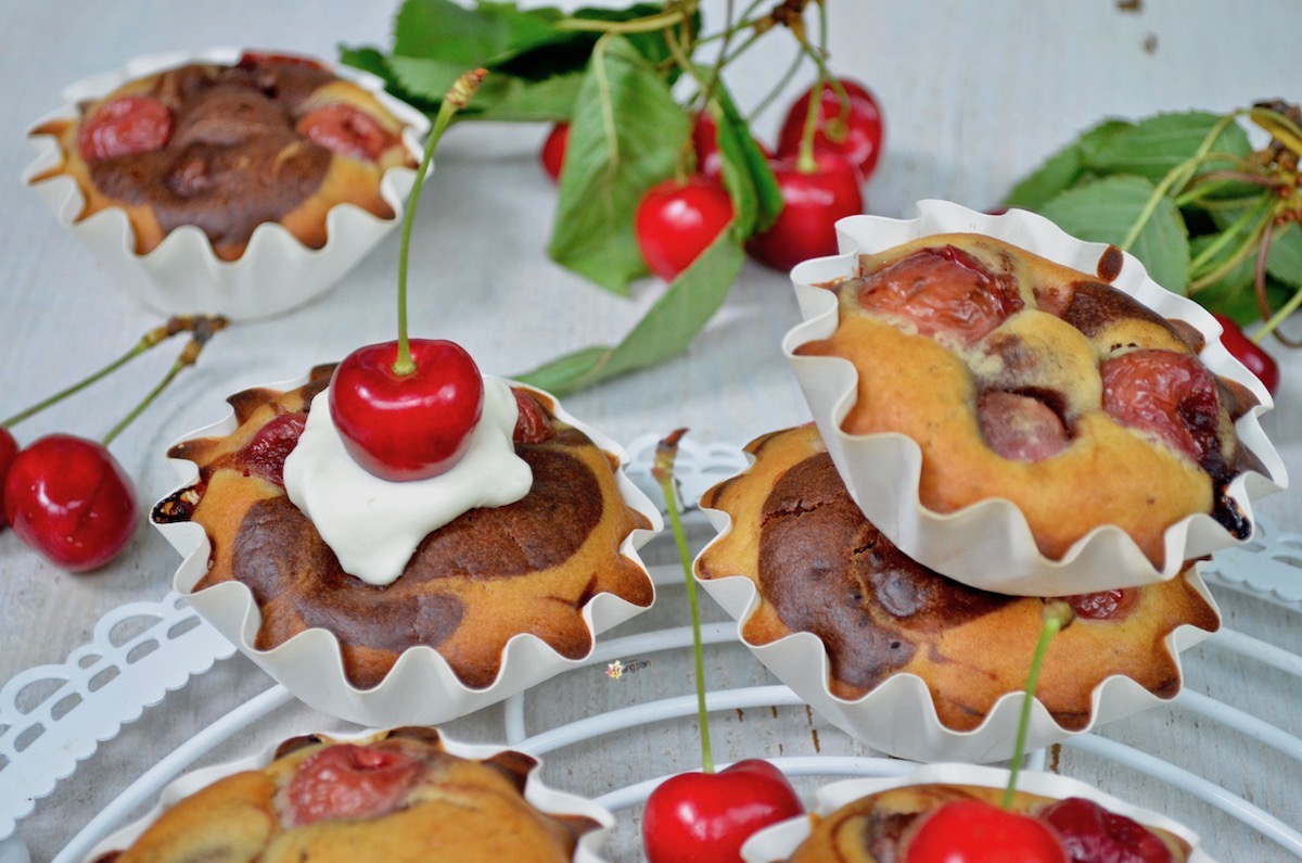 vegane Marmor-Muffins mit Kirschen | profumo di frangipani
